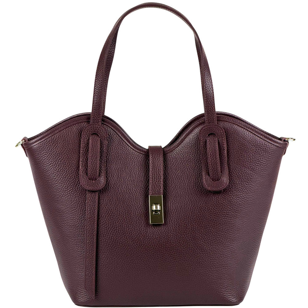 Bianca Large Italian Pebbled Cow Leather Tote Bag - Made In Italy