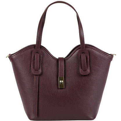 Bianca Large Italian Pebbled Cow Leather Tote Bag - Made In Italy