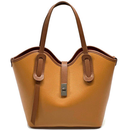 Bianca Large Italian Pebbled Cow Leather Tote Bag - Made In Italy