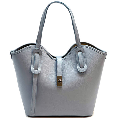 Bianca Large Italian Pebbled Cow Leather Tote Bag - Made In Italy