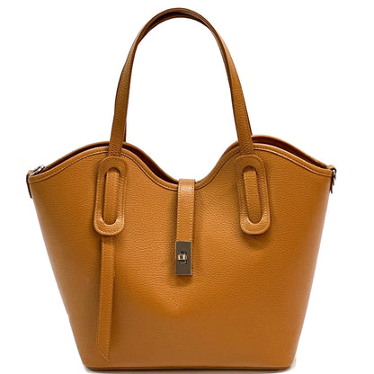 Bianca Large Italian Pebbled Cow Leather Tote Bag - Made In Italy