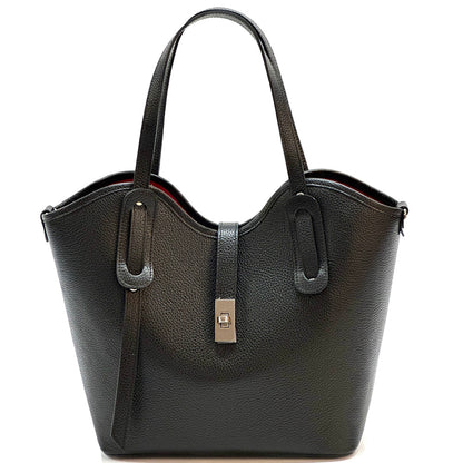 Bianca Large Italian Pebbled Cow Leather Tote Bag - Made In Italy
