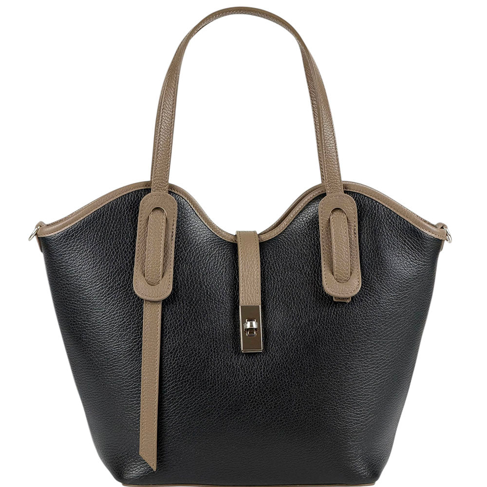 Bianca Large Italian Pebbled Cow Leather Tote Bag - Made In Italy