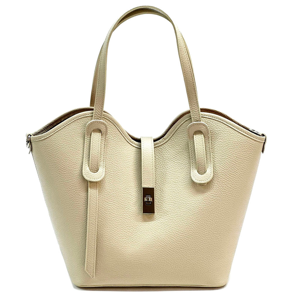Bianca Large Italian Pebbled Cow Leather Tote Bag - Made In Italy