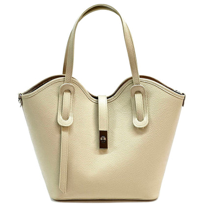 Bianca Large Italian Pebbled Cow Leather Tote Bag - Made In Italy