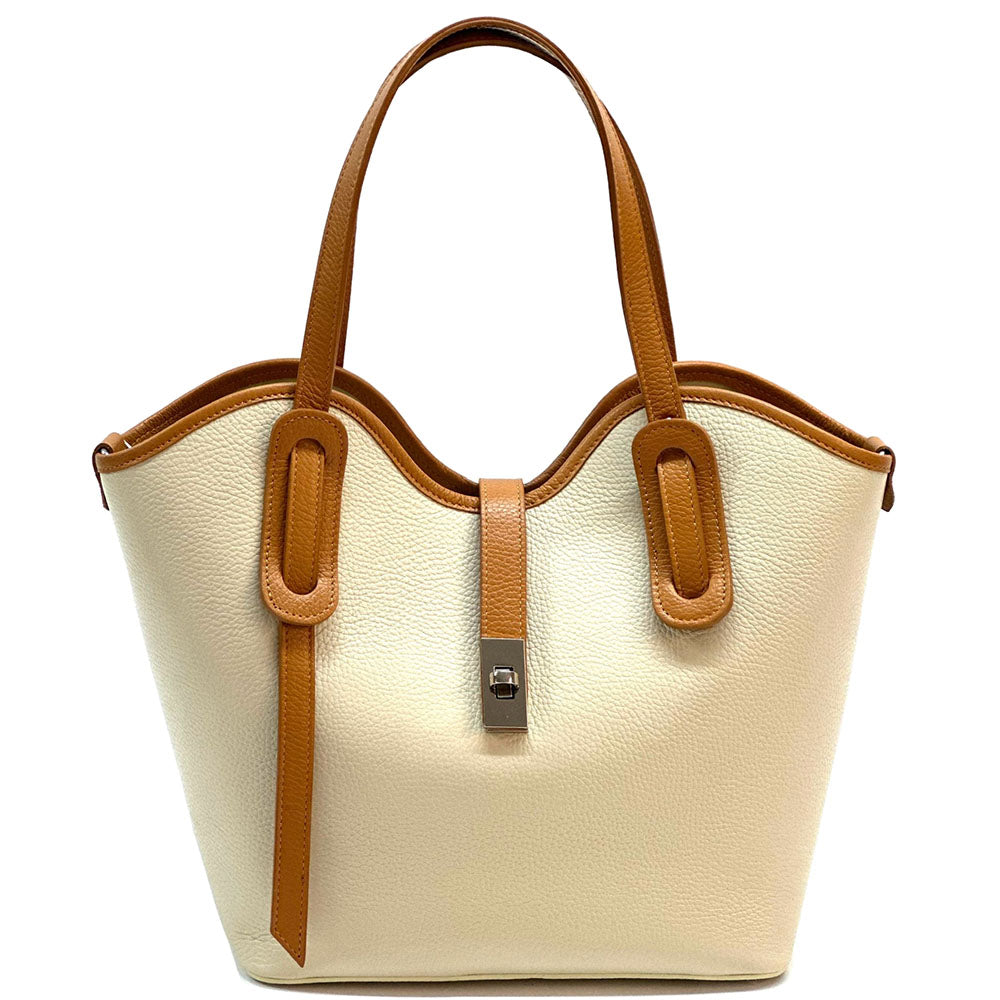 Bianca Large Italian Pebbled Cow Leather Tote Bag - Made In Italy