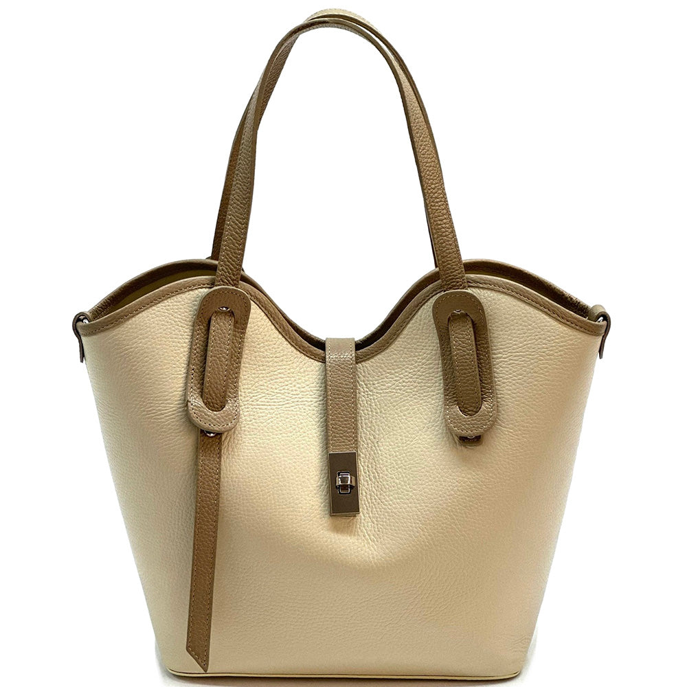 Bianca Large Italian Pebbled Cow Leather Tote Bag - Made In Italy