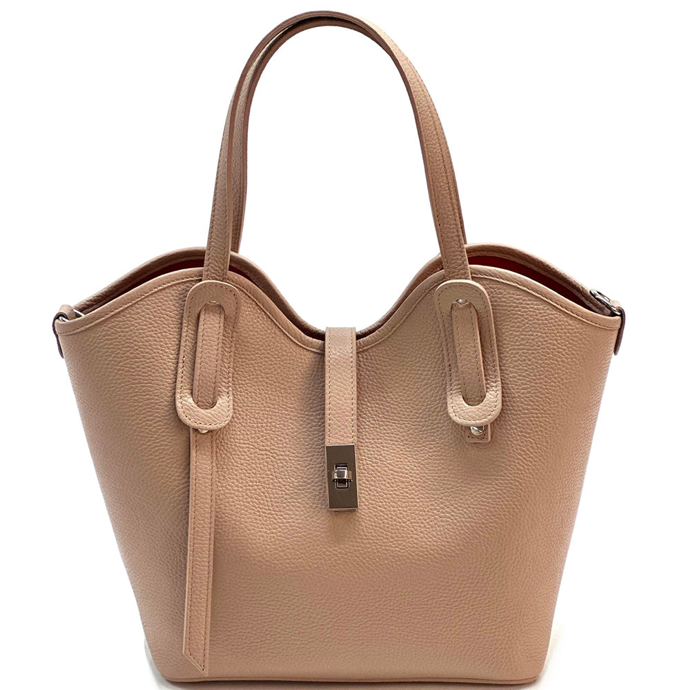 Bianca Large Italian Pebbled Cow Leather Tote Bag - Made In Italy