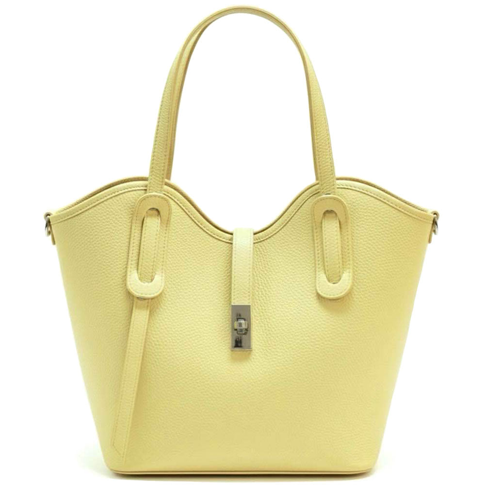 Bianca Large Italian Pebbled Cow Leather Tote Bag - Made In Italy