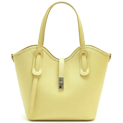 Bianca Large Italian Pebbled Cow Leather Tote Bag - Made In Italy