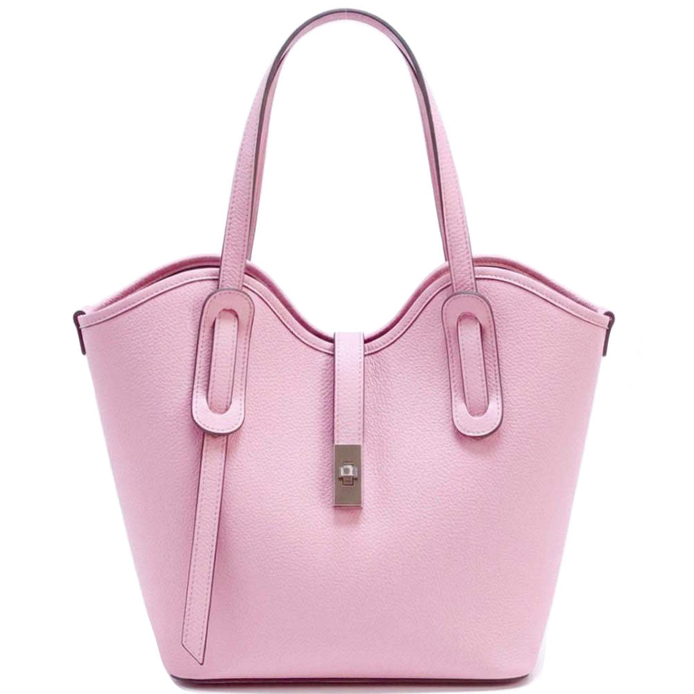 Bianca Large Italian Pebbled Cow Leather Tote Bag - Made In Italy