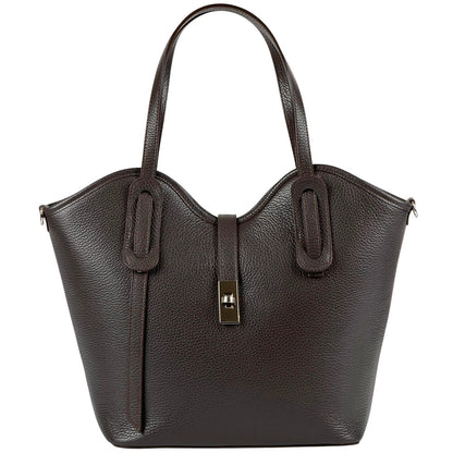 Bianca Large Italian Pebbled Cow Leather Tote Bag - Made In Italy