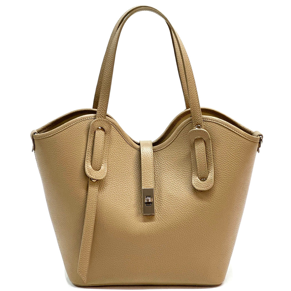 Bianca Large Italian Pebbled Cow Leather Tote Bag - Made In Italy
