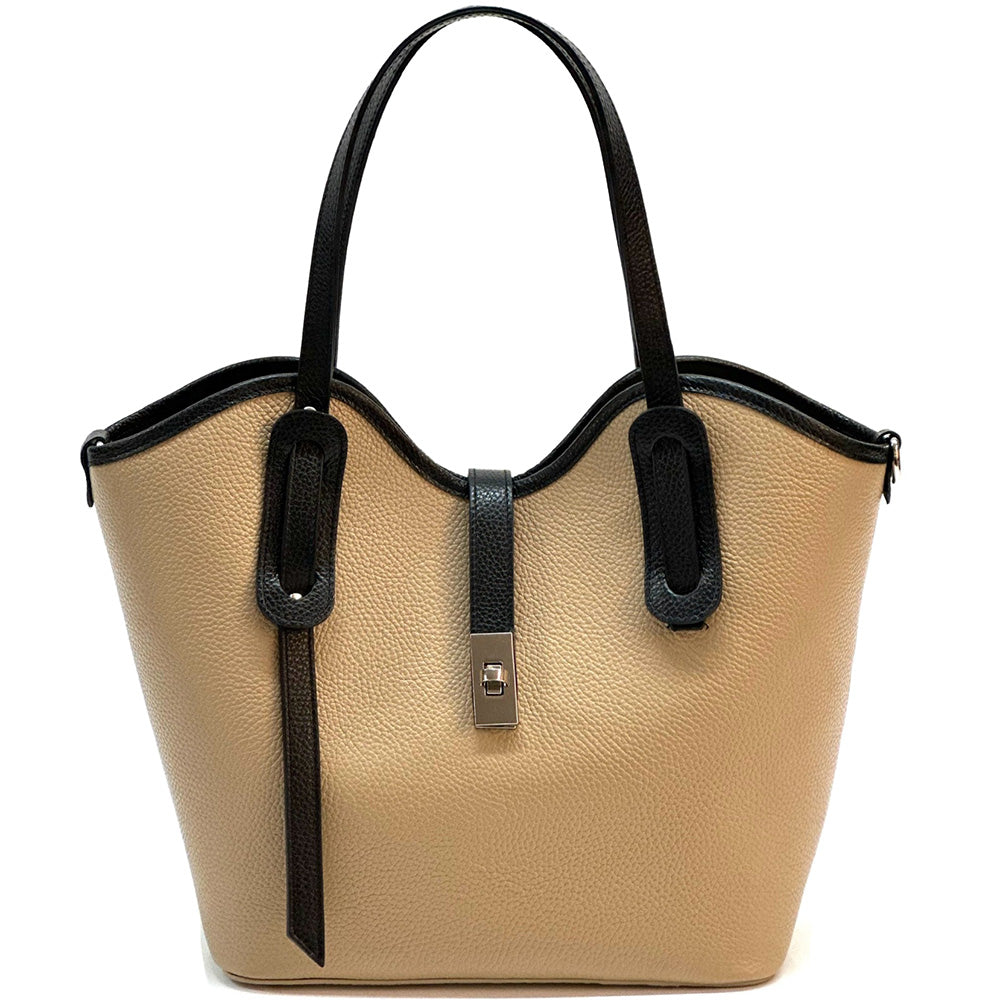 Bianca Large Italian Pebbled Cow Leather Tote Bag - Made In Italy