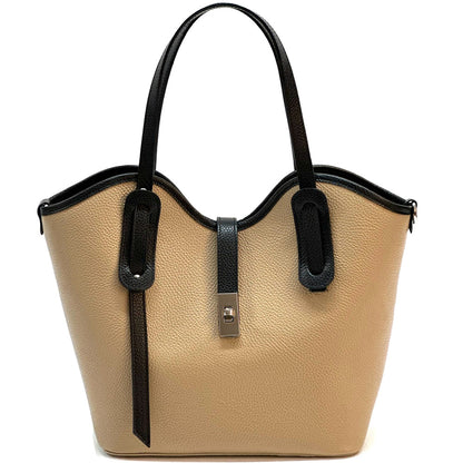 Bianca Large Italian Pebbled Cow Leather Tote Bag - Made In Italy