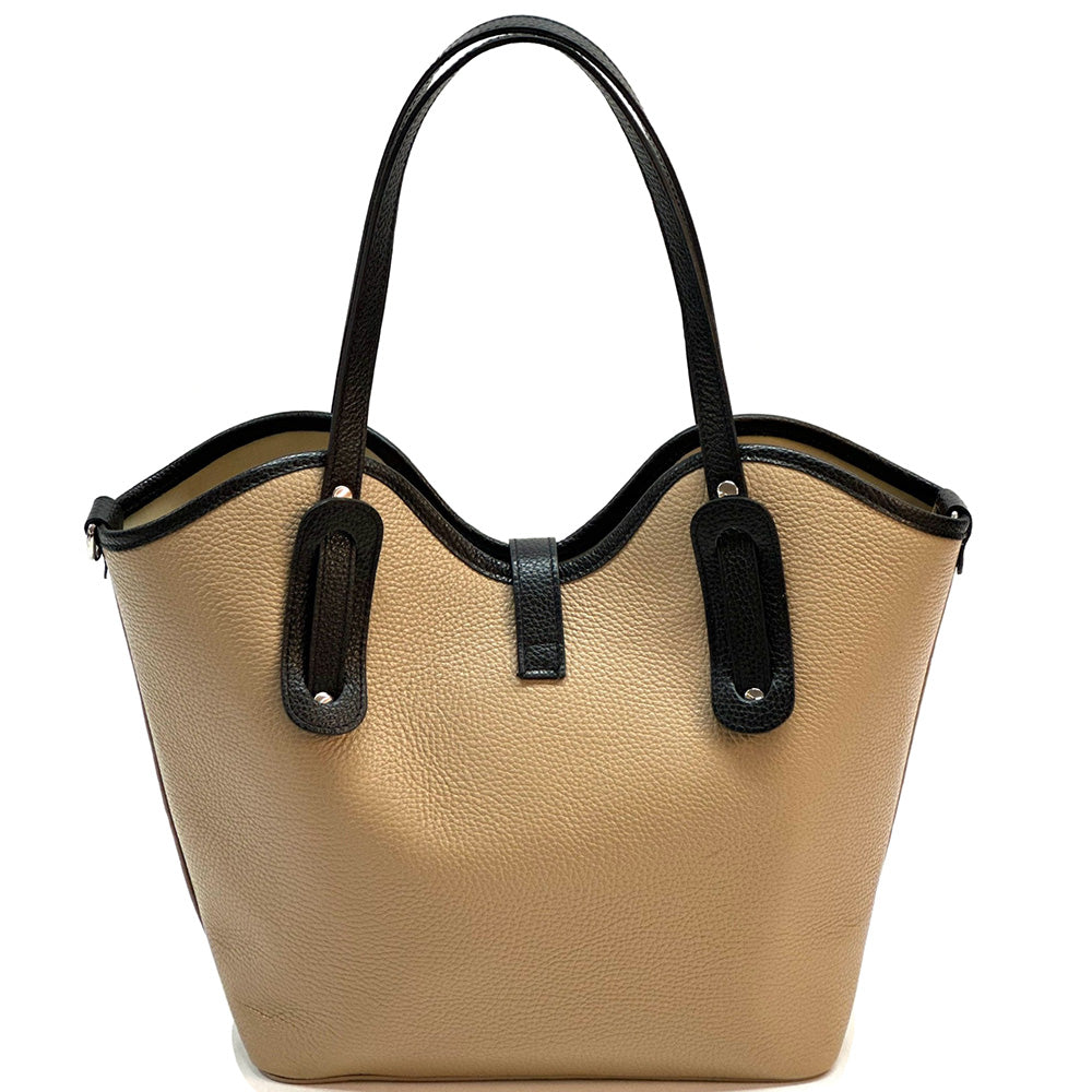 Bianca Large Italian Pebbled Cow Leather Tote Bag - Made In Italy