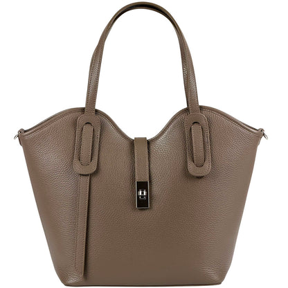 Bianca Large Italian Pebbled Cow Leather Tote Bag - Made In Italy
