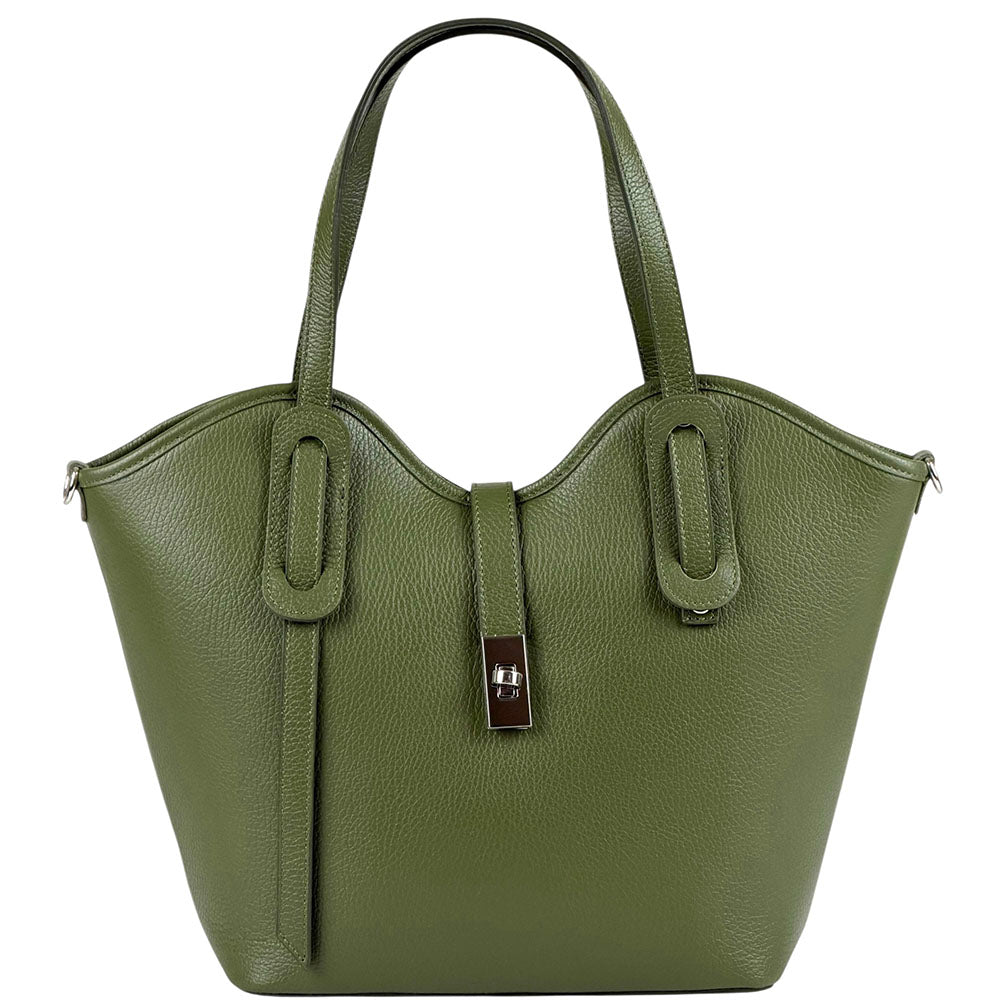 Bianca Large Italian Pebbled Cow Leather Tote Bag - Made In Italy