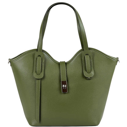 Bianca Large Italian Pebbled Cow Leather Tote Bag - Made In Italy