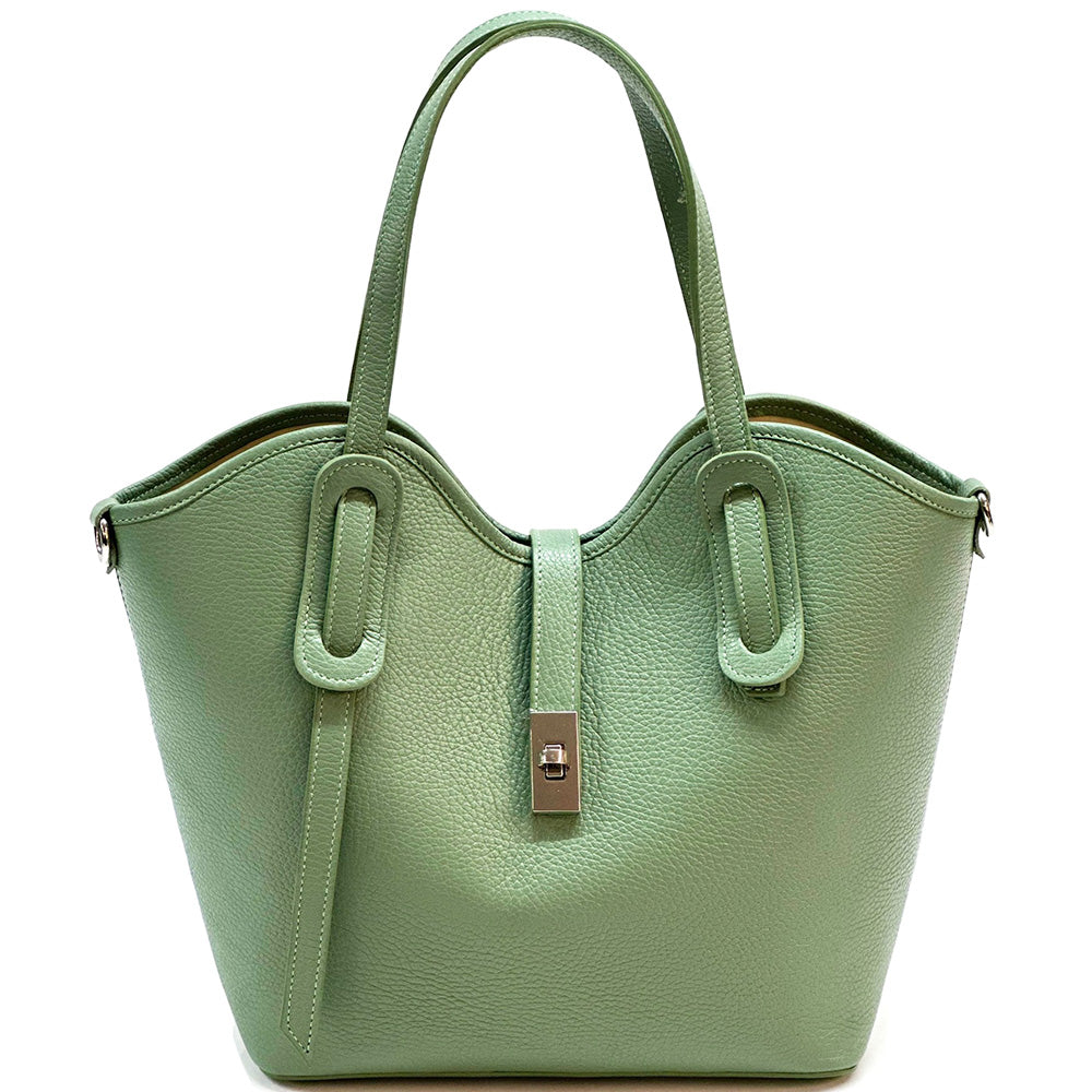 Bianca Large Italian Pebbled Cow Leather Tote Bag - Made In Italy