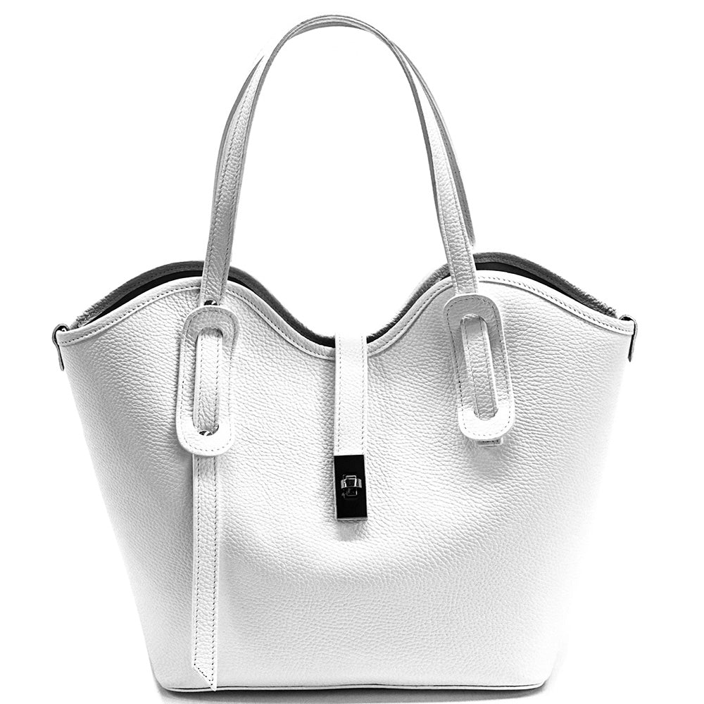 Bianca Large Italian Pebbled Cow Leather Tote Bag - Made In Italy
