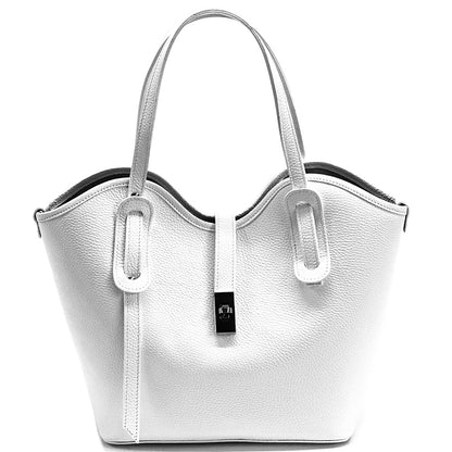 Bianca Large Italian Pebbled Cow Leather Tote Bag - Made In Italy
