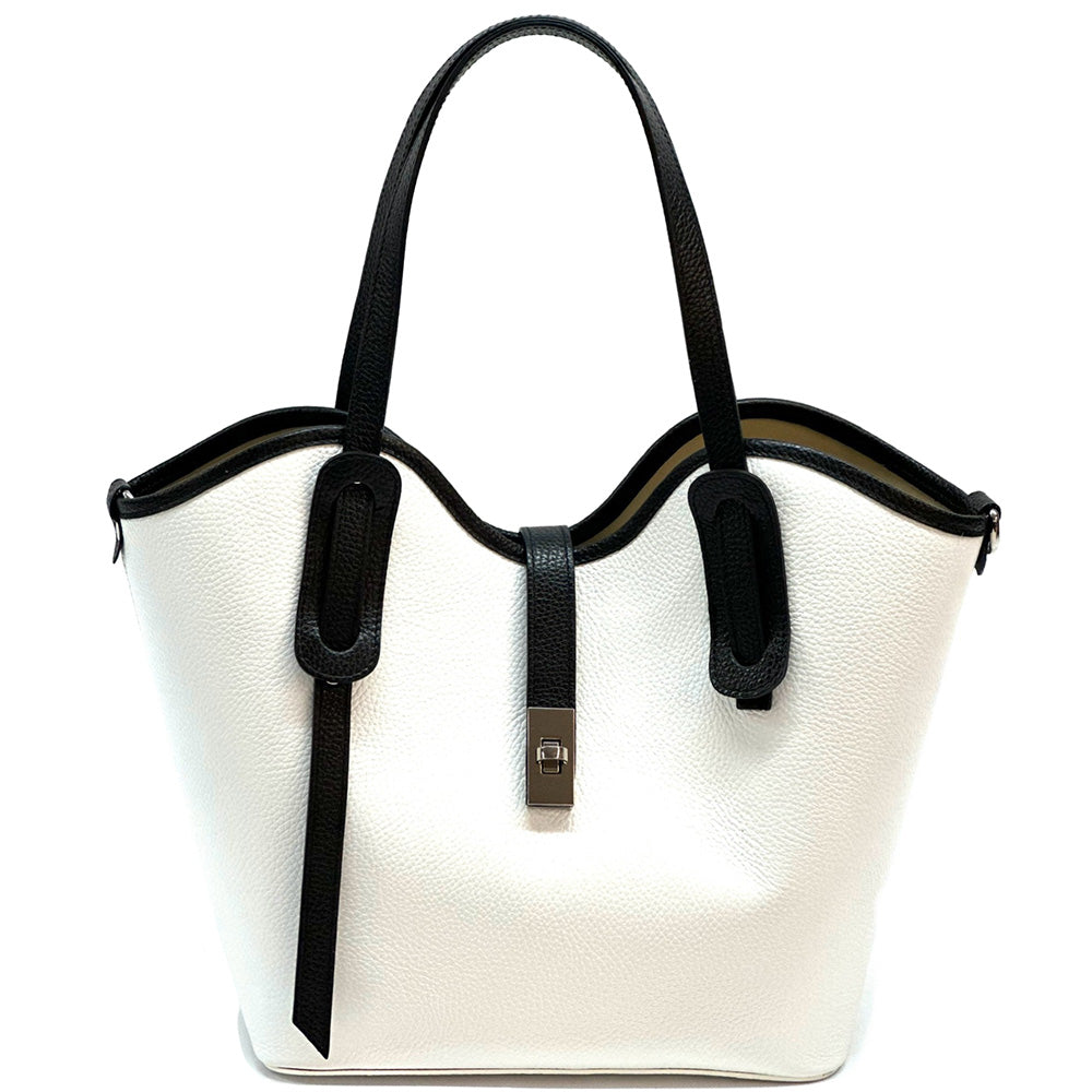 Bianca Large Italian Pebbled Cow Leather Tote Bag - Made In Italy