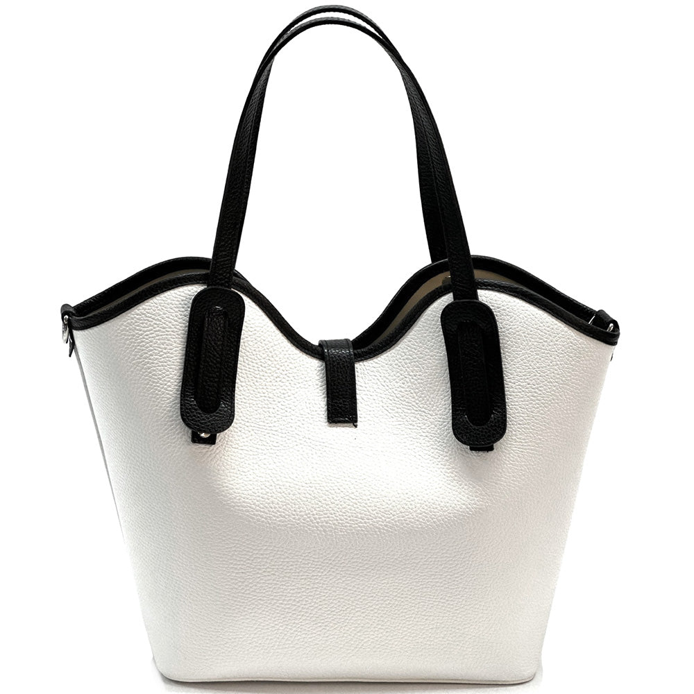 Bianca Large Italian Pebbled Cow Leather Tote Bag - Made In Italy