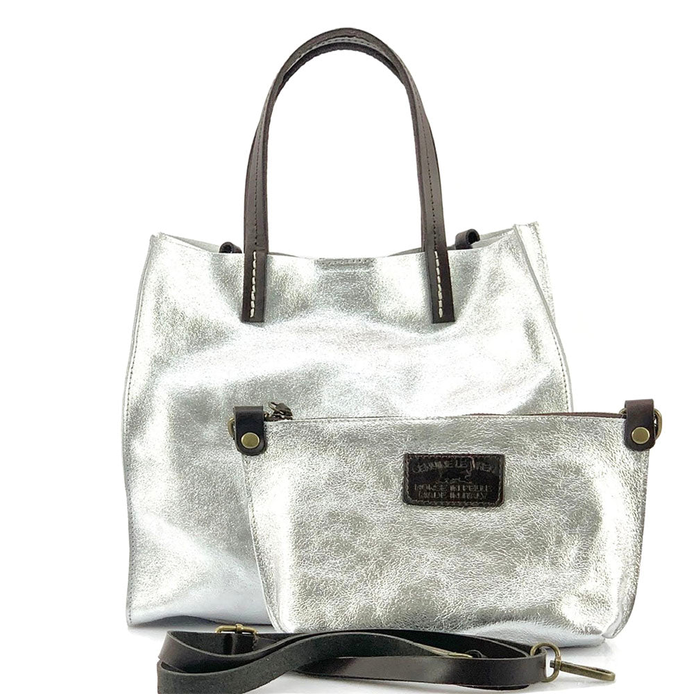 Zama MM Leather Tote Bag in Suede Calfskin - Made In Italy