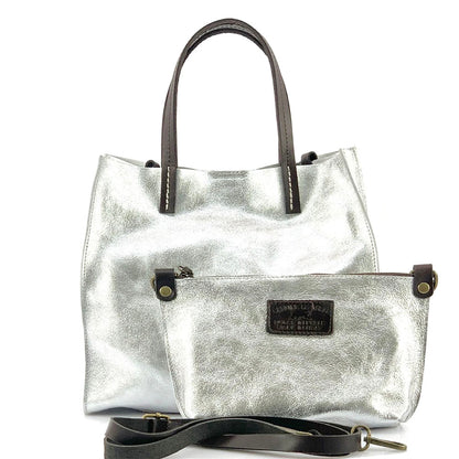 Zama MM Leather Tote Bag in Suede Calfskin - Made In Italy