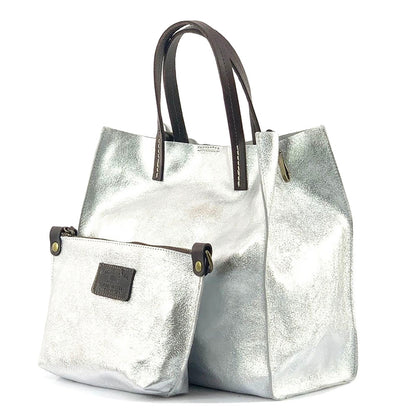 Zama MM Leather Tote Bag in Suede Calfskin - Made In Italy