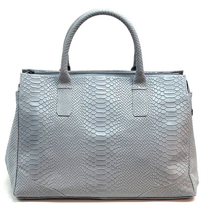Serpentina Genuine Leather Bag with Python Print - Made In Italy