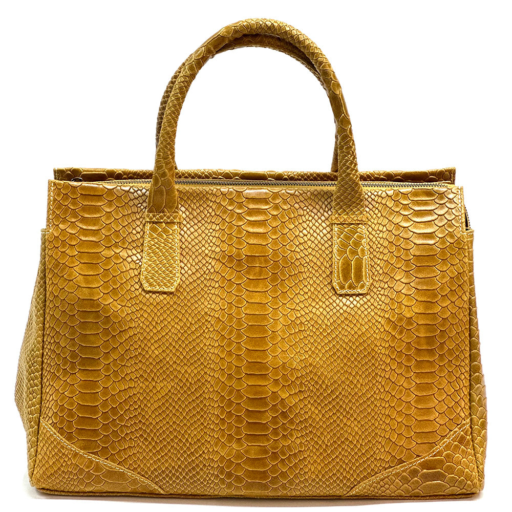 Serpentina Genuine Leather Bag with Python Print - Made In Italy