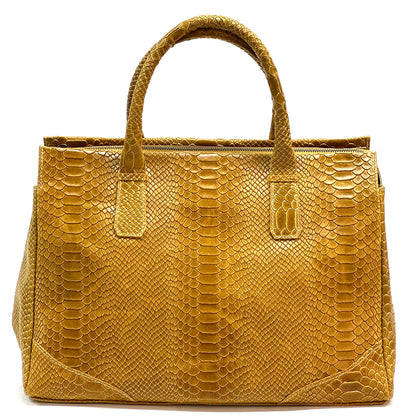 Serpentina Genuine Leather Bag with Python Print - Made In Italy