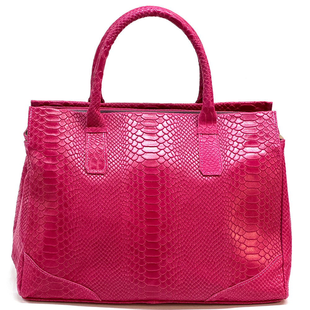 Serpentina Genuine Leather Bag with Python Print - Made In Italy