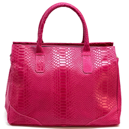 Serpentina Genuine Leather Bag with Python Print - Made In Italy