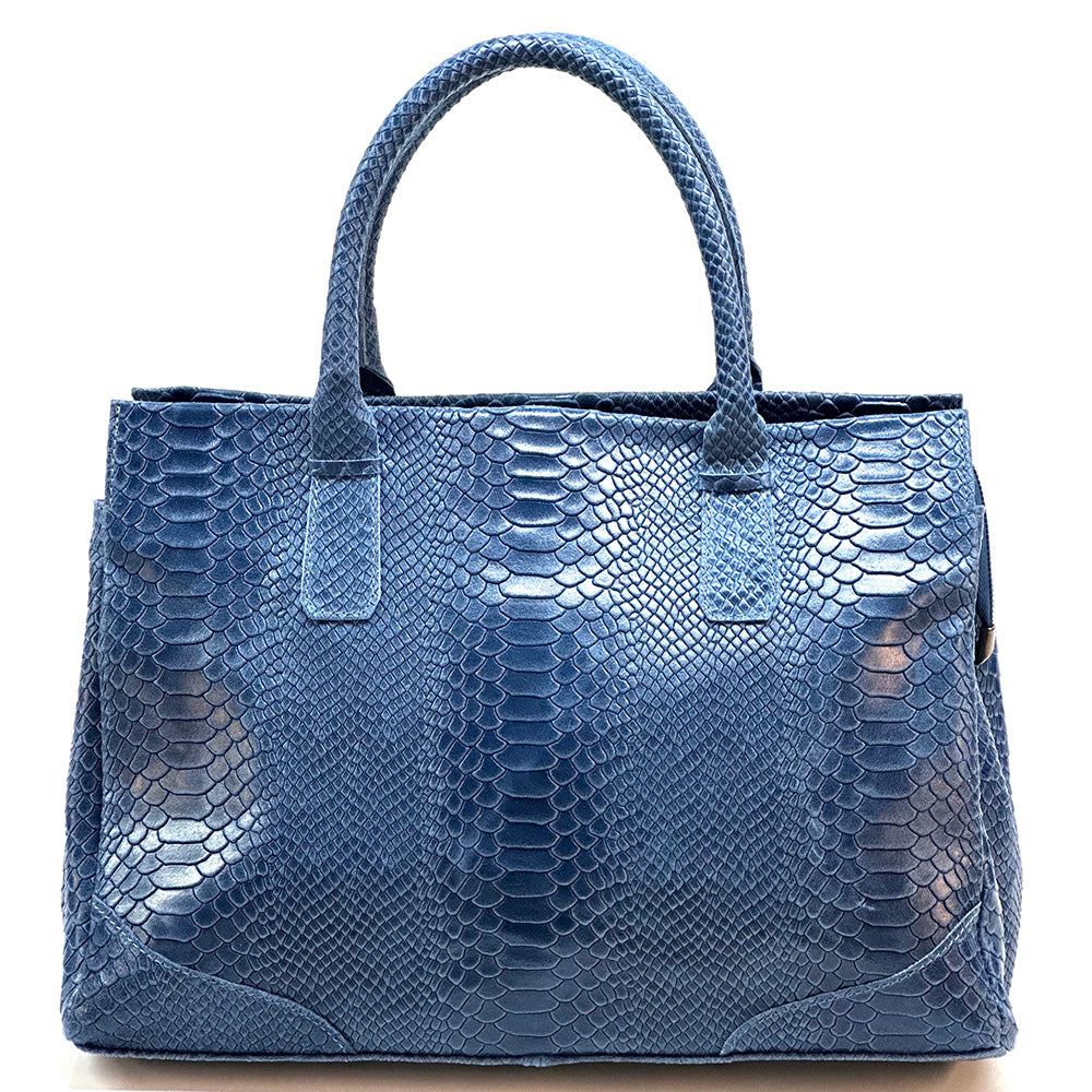 Serpentina Genuine Leather Bag with Python Print - Made In Italy