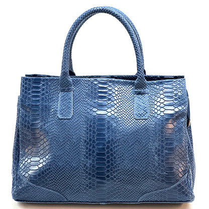 Serpentina Genuine Leather Bag with Python Print - Made In Italy