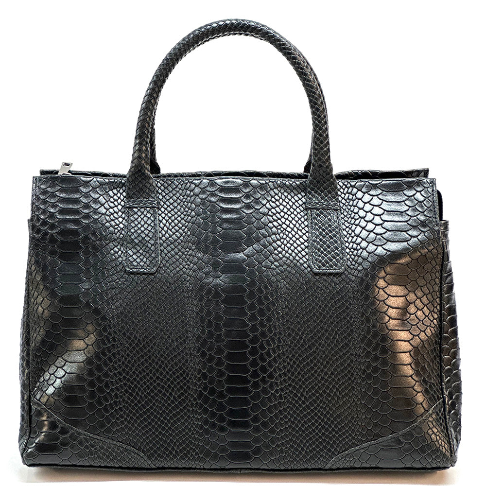Serpentina Genuine Leather Bag with Python Print - Made In Italy