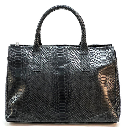 Serpentina Genuine Leather Bag with Python Print - Made In Italy