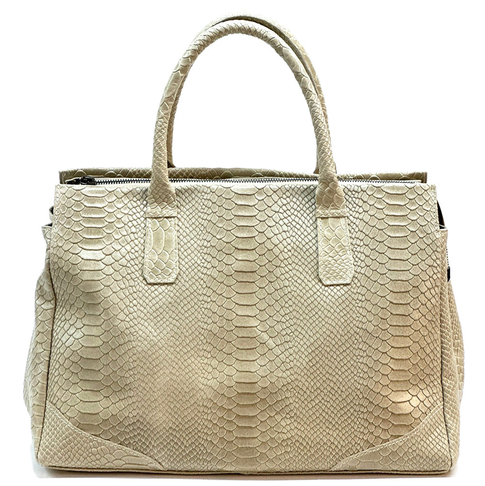 Serpentina Genuine Leather Bag with Python Print - Made In Italy