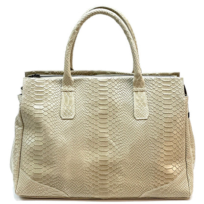 Serpentina Genuine Leather Bag with Python Print - Made In Italy