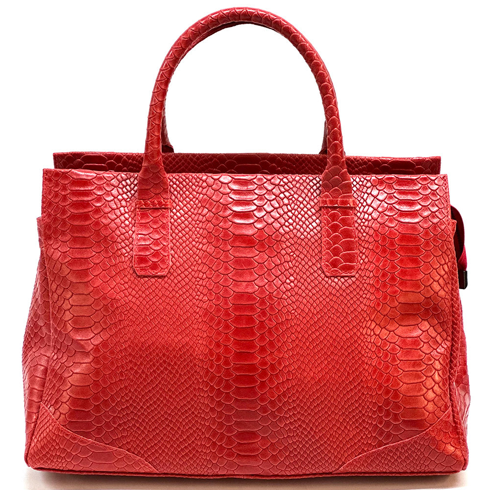 Serpentina Genuine Leather Bag with Python Print - Made In Italy