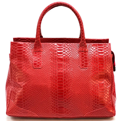 Serpentina Genuine Leather Bag with Python Print - Made In Italy