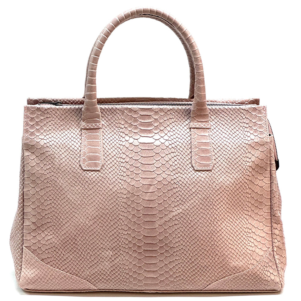 Serpentina Genuine Leather Bag with Python Print - Made In Italy