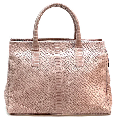 Serpentina Genuine Leather Bag with Python Print - Made In Italy
