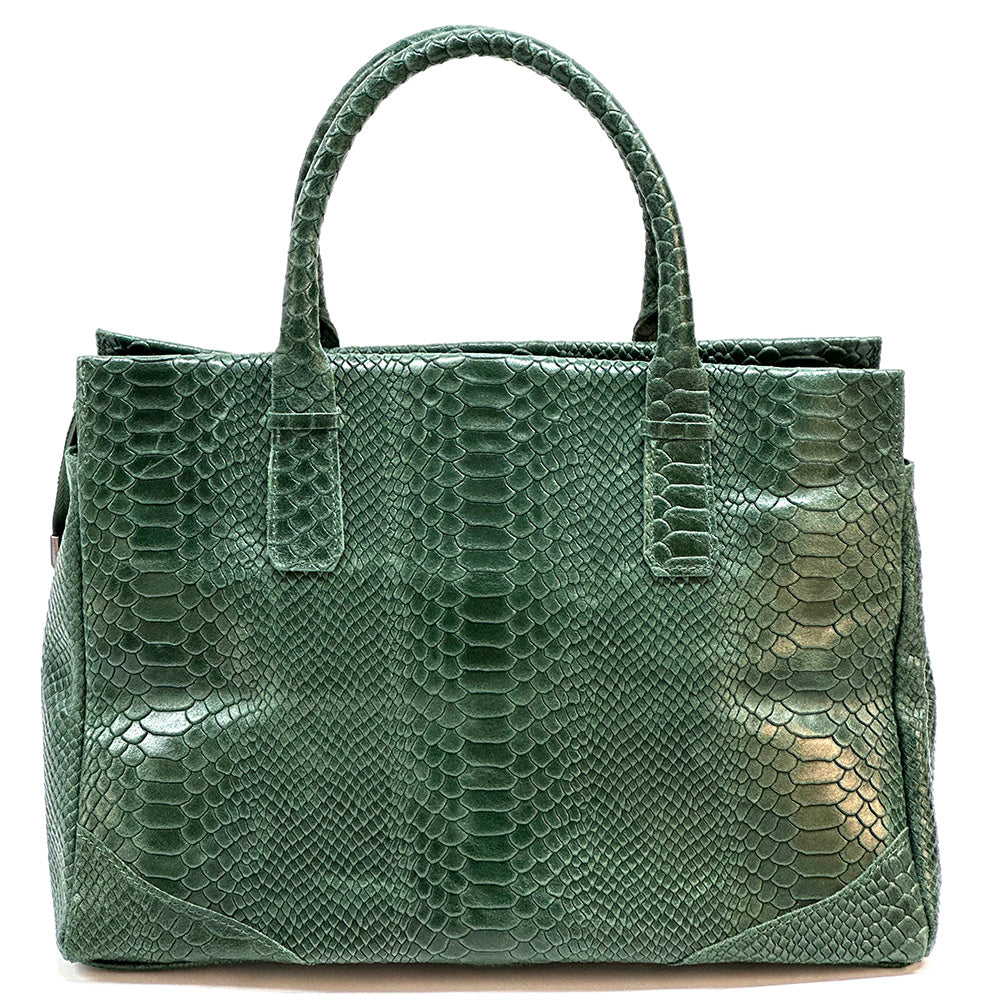 Serpentina Genuine Leather Bag with Python Print - Made In Italy