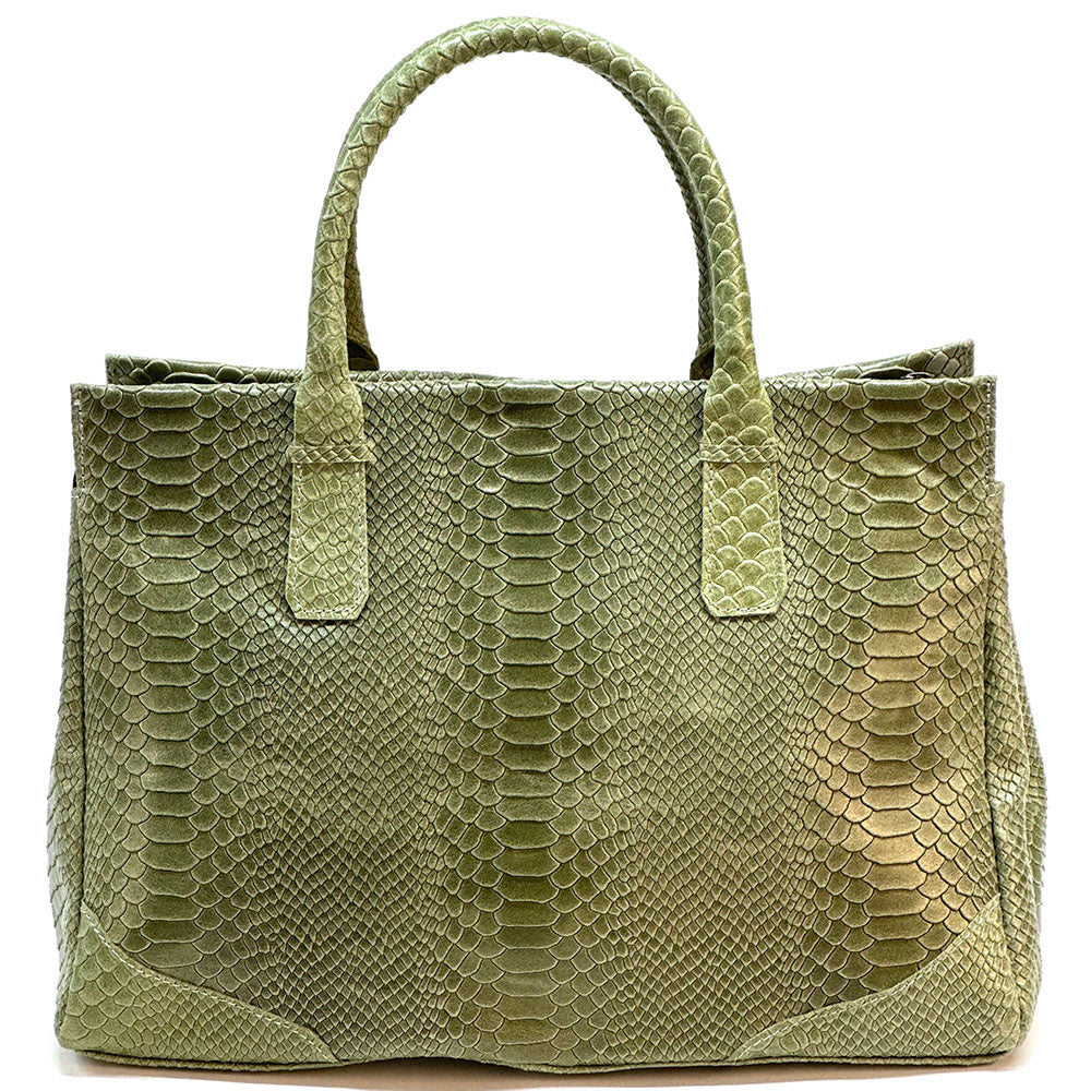 Serpentina Genuine Leather Bag with Python Print - Made In Italy
