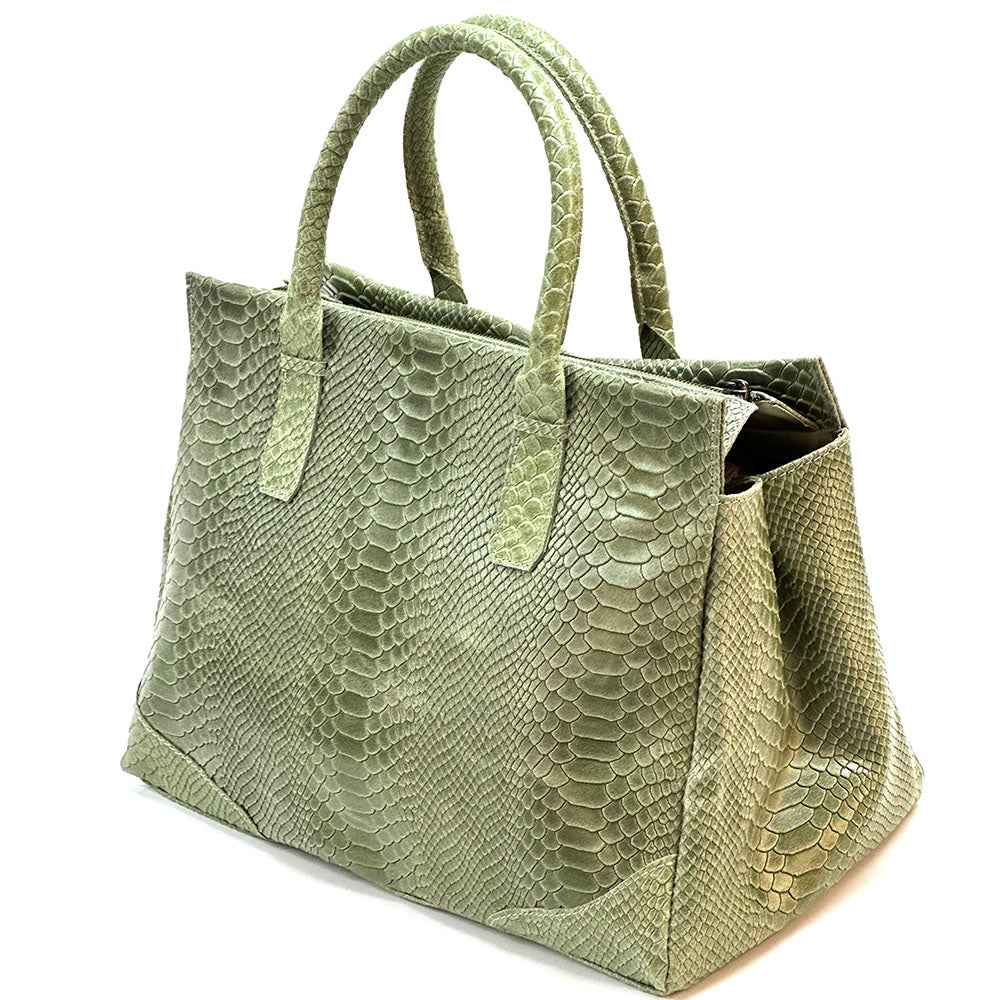 Serpentina Genuine Leather Bag with Python Print - Made In Italy