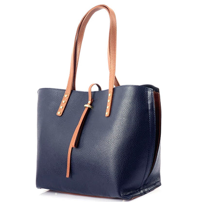 Belinda Leather Shopping Bag - Made In Italy